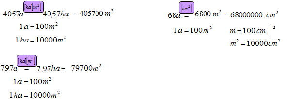Zamień jednostki kwadratowe ha, ary, m2, km2